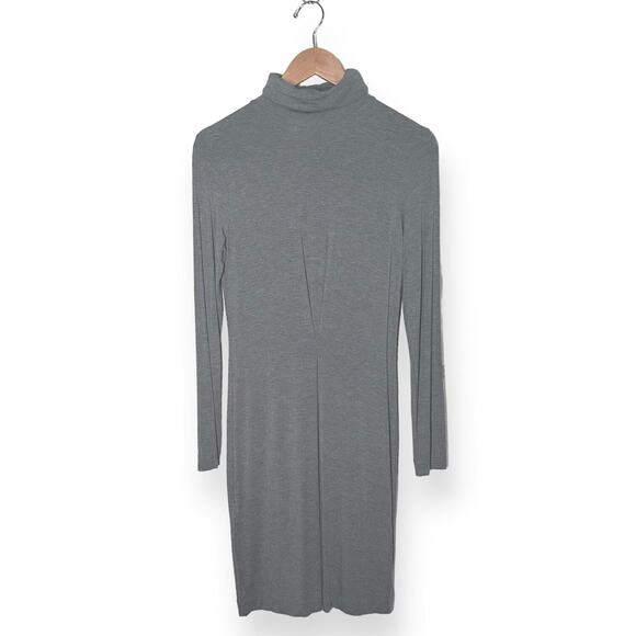 LOVE MOSCHINO Sheath Dress Turtleneck Long Sleeve Minimalist Chic Cocktail Gray - Picture 6 of 10